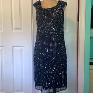 Adriana Papell Off The Shoulder Beaded Dress